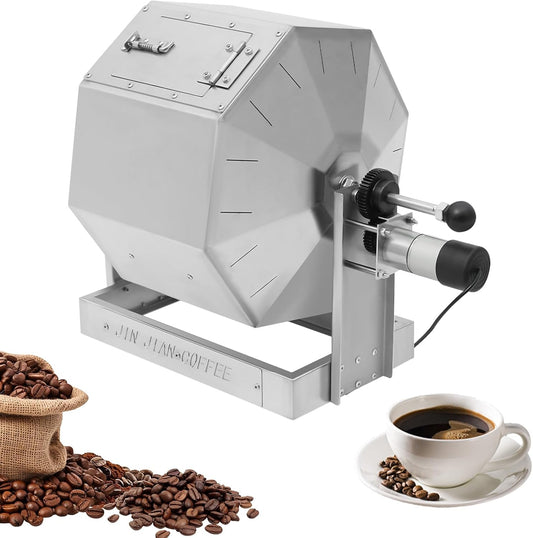 14.5L Coffee Roaster Drum Coffee Bean Baking Machine with Controller Silver