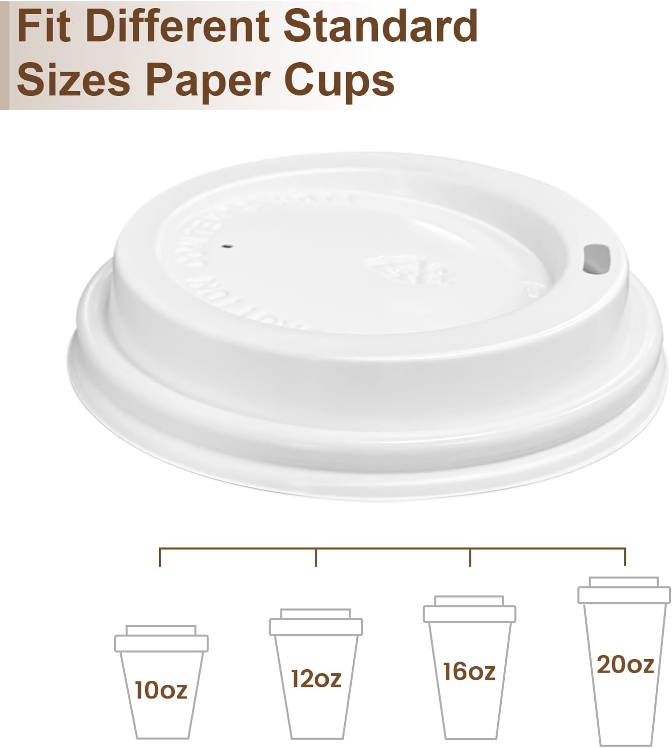 180 Pack Coffee Cup Lids - Plastic Lid for 10, 12, 16, 20, 24 oz Paper Cups