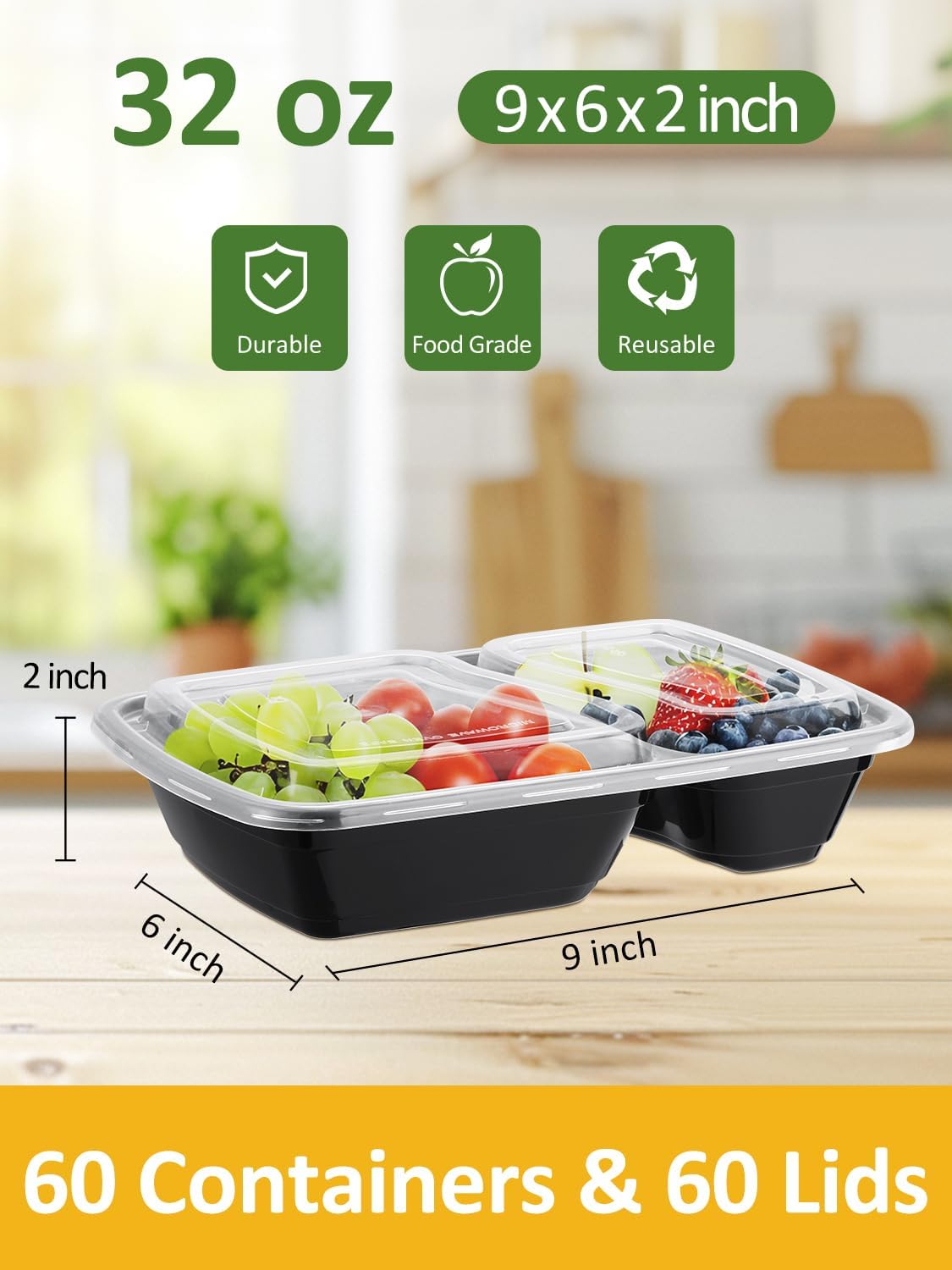 NEEBAKE 60 Set 32 oz Meal Prep Containers with Lids, Food Storage Container