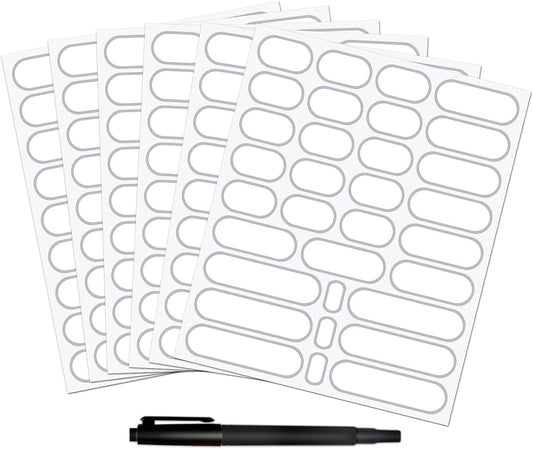 192pcs Labels for Jars Removable Waterproof Write-on Bottle Labels Stickers with Silver Border for Organizing Home Kitchen