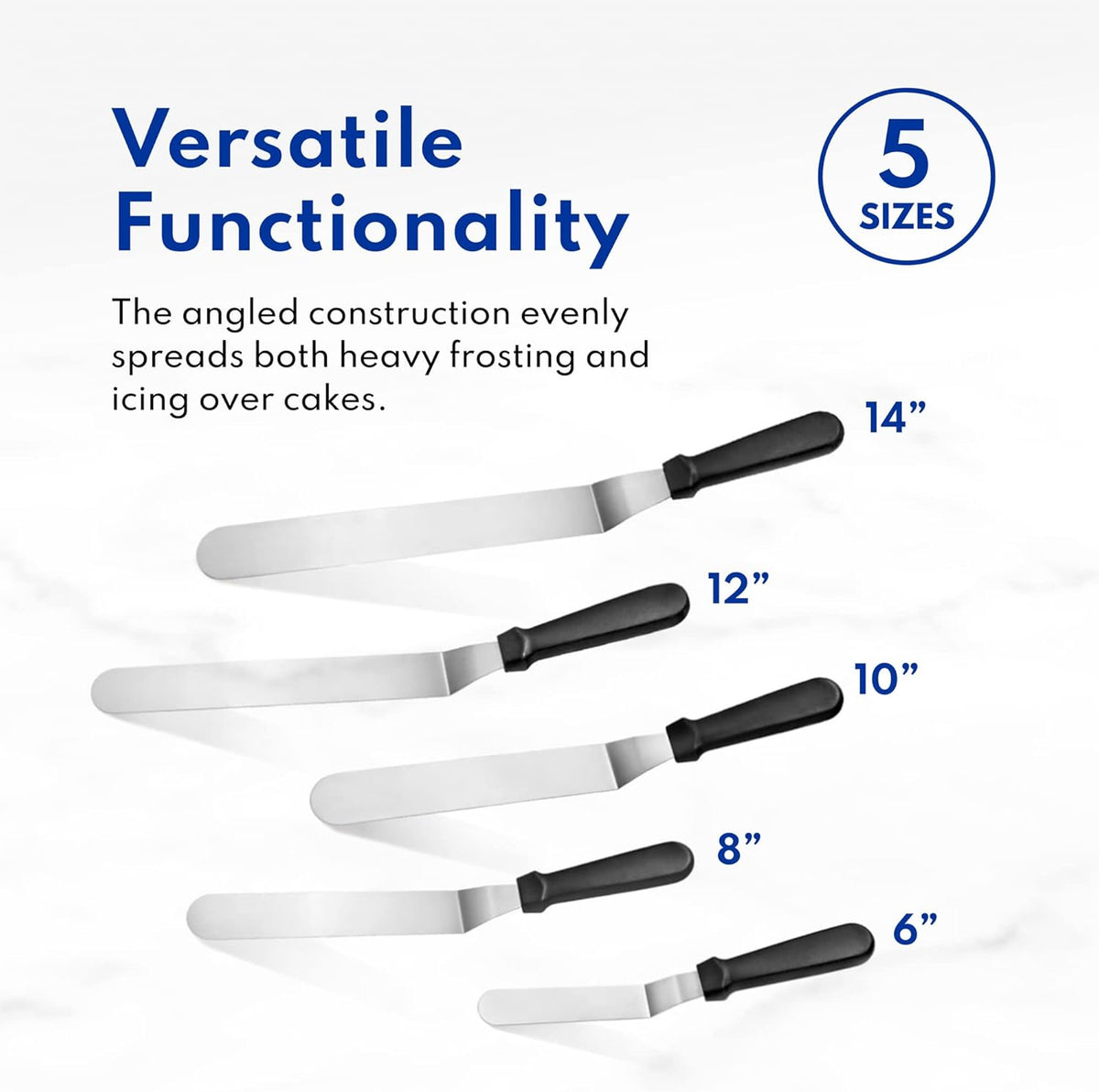 New Star Foodservice Angled Icing Spatula, 14 Inch Blade, 19 Inch Overall, Bakery-Grade Stainless Steel Offset Spatula for Large Cakes