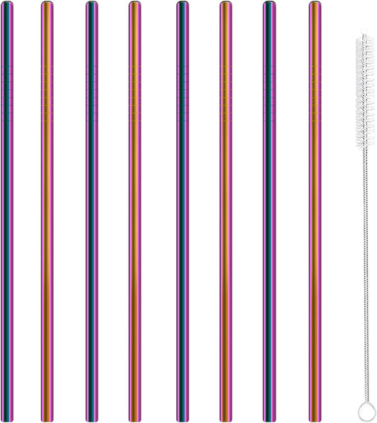 Stainless Steel Straws Metal Reusable Drinking Straw for Juice Iced Coffee Cold Beverage Water Highball Glasses 20oz