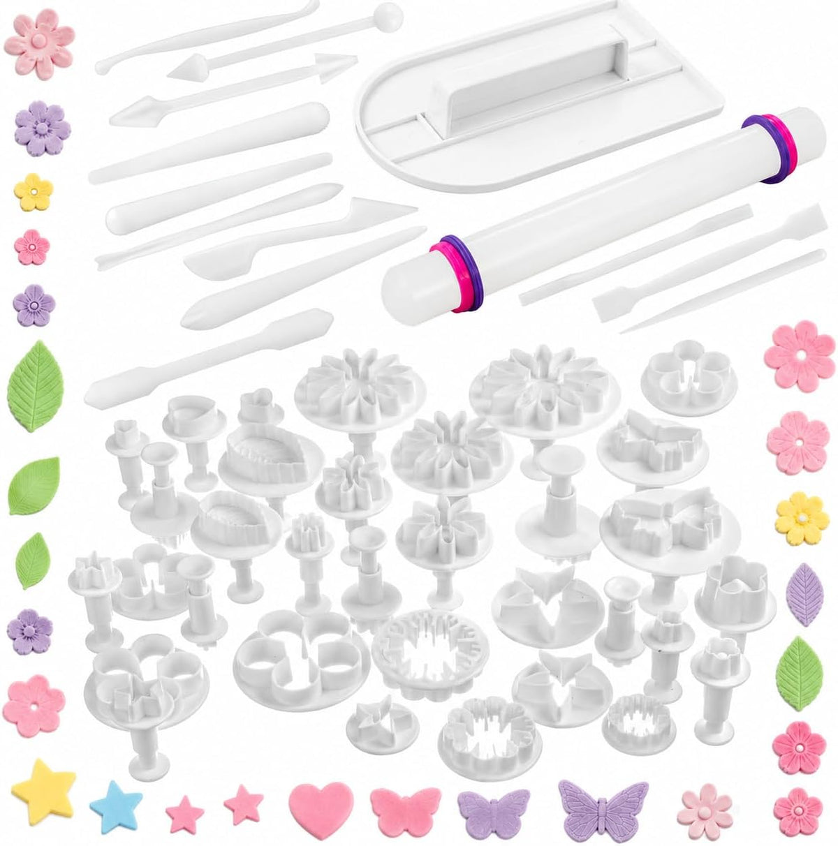 Bakerpan Fondant Modeling & Cutters Tools Set for Cake Decorating - 47 Pc