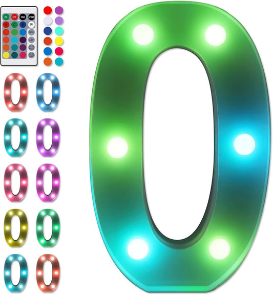 Foaky Colorful LED Number Lights with Remote,Marquee Light Up Number Sign for Night Light Wedding/Birthday Party Battery