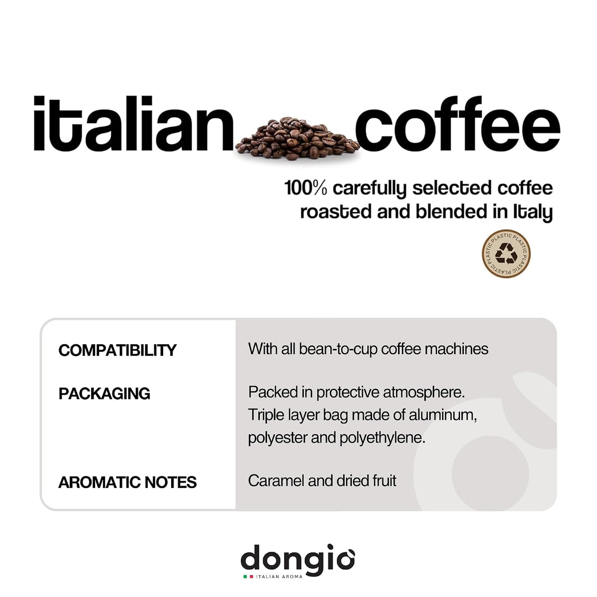 Dongio Caffe Milano Blend Whole Bean Coffee, Light Espresso Roast, 2.2 lb Bag, Roasted in Italy, Premium Italian Coffee Beans with Caramel &amp; Dried Fruit Notes