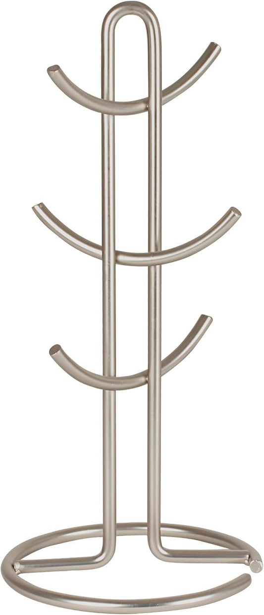 Spectrum Euro 6-Mug Holder for Storage and Organization of Coffee and Tea Mugs Satin Nickel