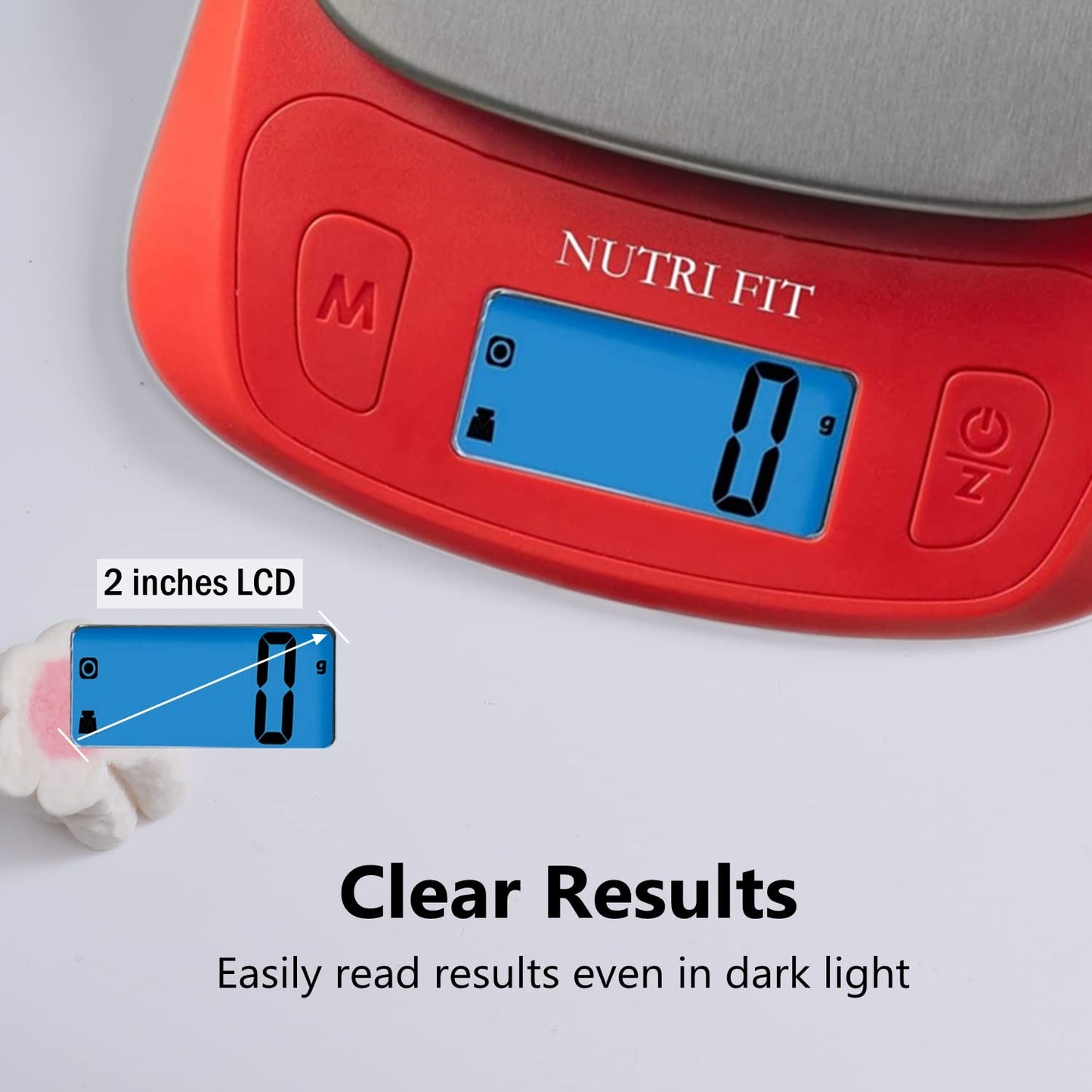 Ultra Slim Food Scale Digital Kitchen Scales Weight Grams Oz Red | Stainless Steel Panel, 1g Increment, Max 11lbs, Backlit Screen, High Precision, Coffee Making, Meal Prep, Include Batteries