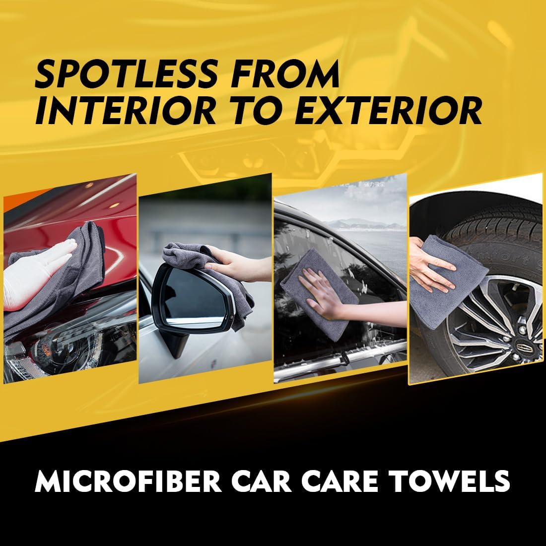 HOMEXCEL Grey Microfiber Cleaning Cloth 50 Pack, 12.5 x 12.5 inch Microfiber Towels for Cars, Ultra Absorbent Car Washing Cloth, Lint Free Streak Free Cleaning Rags for Car, Kitchen, and Window