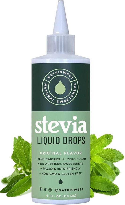 Natrisweet Liquid Stevia Drops 4 fl oz, Pure Sweetener from Stevia Extract Sugar Substitute, No Calorie Keto Sweetner, Mix Liquid