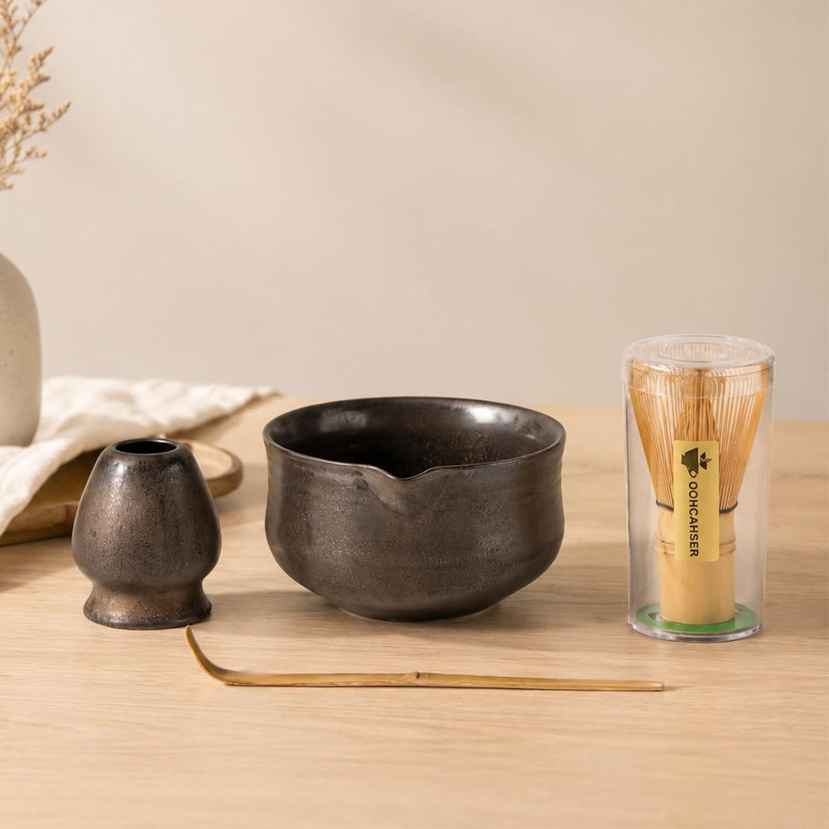 Ochcahser Matcha Set, Matcha Whisk Set Includes 17 oz Matcha Bowl | Matcha Whisk Holder (Chasen), Bamboo Matcha Whisk and Scoop, Ceramic Matcha Kit for Tea Lovers, Ideal Matcha Gift Choice