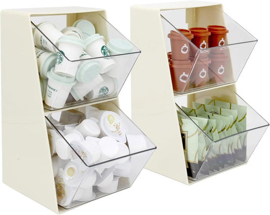 2 Pack Coffee Pod Holder K Cup Storage Organizer for Home Office Bar Countertop Organiser Bins for Coffee Station Counter