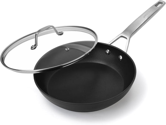 MsMk 7 inch Small Egg Nonstick Frying Pan with Lid, Eggs Omelette Burnt also Non stick, Scratch-resistant, Induction Skillet, Oven Safe to 700°F Pan for Cooking, Dishwasher Safe