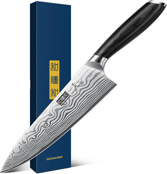 8 Inch Chef Knife, Ultra Sharp High Carbon Powder Steel Kitchen Knife, Professional Japanese Chef's Knife with Ergonomic