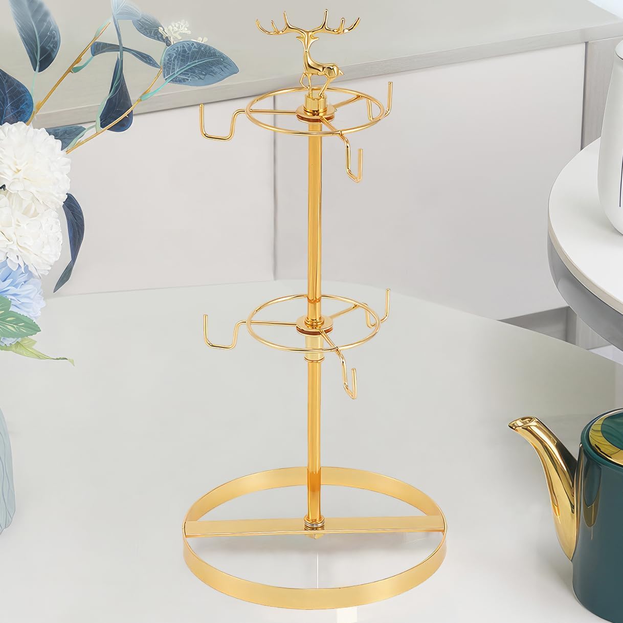 Coffee Mug Tree Holder for Counter,Double Tier Mug TeaCup Metal Holders Countertop,Coffee Mug Tea Cup Stand Rack for Counter