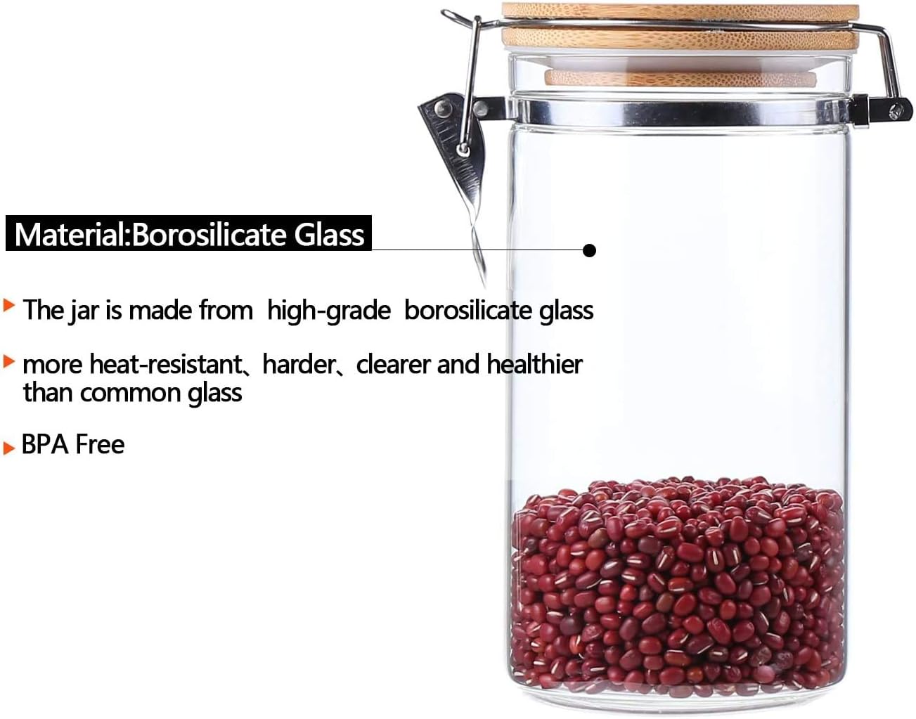 KKC HOME ACCENTS 40 oz Glass Coffee Container (Holds 1 lb Coffee Beans) with Airtight Bamboo Lid - Clear Coffee Jar Canister for Grounds Storage, Aesthetic Kitchen Counter Decor