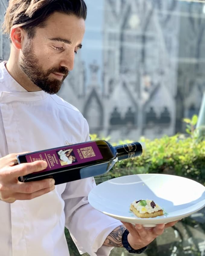 Pruneti Leccino Organic Extra Virgin Olive Oil from Tuscany – 2025 Gold Award Winning Italian Olive Oil from Italy – 400+ mg/kg Polyphenols evoo – First Cold pressed for Drinking & Finishing Use