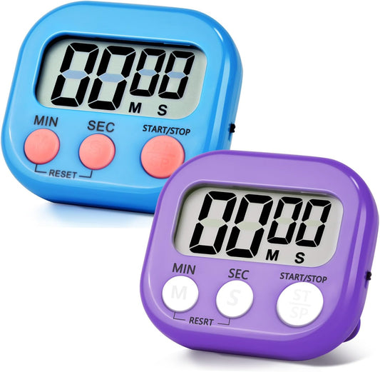 2 Pack Pack Digital Kitchen Timer Magnetic Digital Timer with Big Display Loud Ring Cooking Timers for Cooking, Game, Gym,