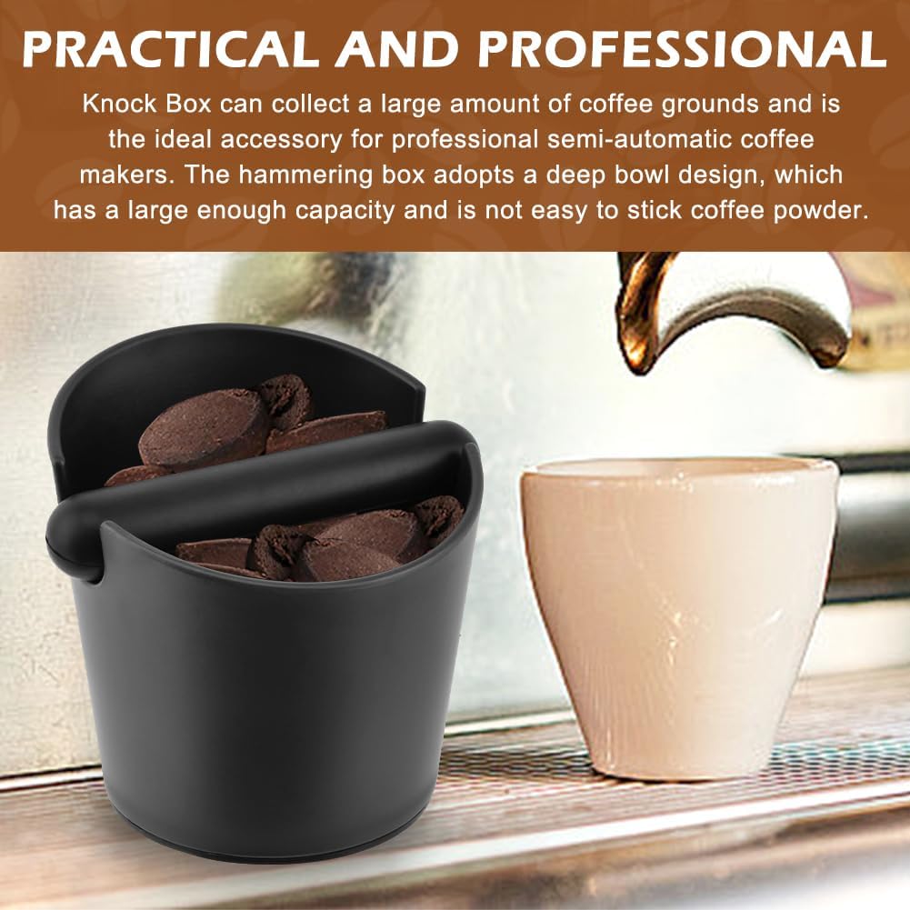 Espresso Knock Box, Coffee Knock Box with Removable Rod, 4.9 In | Espresso puck knock box with non-slip base and silicone tamper pad for used coffee grounds in home barista setups