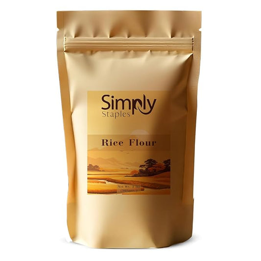Simply Staples White Rice Flour, 2 lb, Freshly Milled, Fine-Ground Gluten-Free Flour for Cooking, Baking & Thickening,