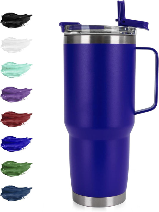 30oz Tumbler with Handle, Insulated Leak Proof Coffee Travel Mug with Straw Lid Double Wall Stainless Steel Vacuum Tumblers