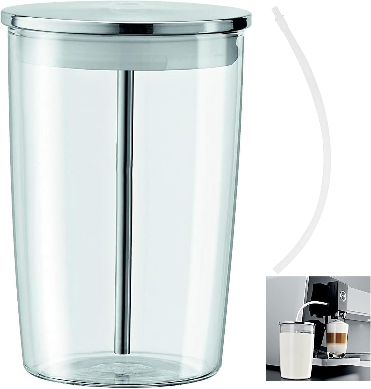 WUYAN Replacement 16.9oz Glass Milk Container for Jura,Compatible with Jura Coffee Machine Models: Z8,Z6,J6,S8, S80, E8,GIGA X8cG2/X8G2/X3cG2/X3G2/5,X8,X10,WE8,W3,X7,ENA 8,Micro 90,E6,D6
