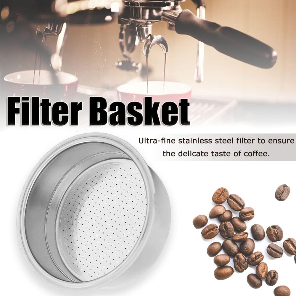 Watris Veiyi Stainless Steel Coffee Filter, Double Cup Coffee 51mm Pressurized Porous Filter, Double Layer Portafilter Basket, Coffee Machine Replacement Accessories