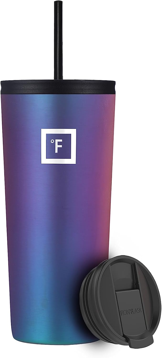 IRON °FLASK 24 oz Classic Insulated Tumbler | Vacuum Insulated Stainless Steel Tumbler with Solid Lid - Double Walled Travel Cup, Sweat Free, BPA Free (Aurora)