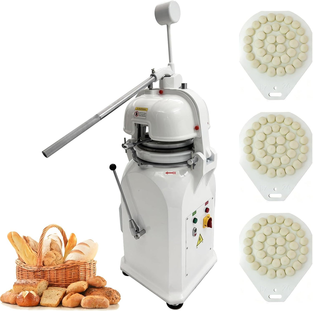 Dough Divider Rounder 36pcs Dough Ball Cutter Pizza Roll Ball Forming Machine Electric Dough Cutting and Rounding Machine for Hamburger Bread Pizza Bakery 0.7og-2.5oz