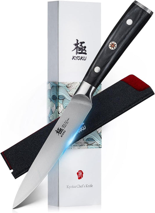 KYOKU 5" Kitchen Utility Knife, Samurai Series Chef Knife with Pakkawood Handle & Mosaic Pin, Japanese High Carbon Steel