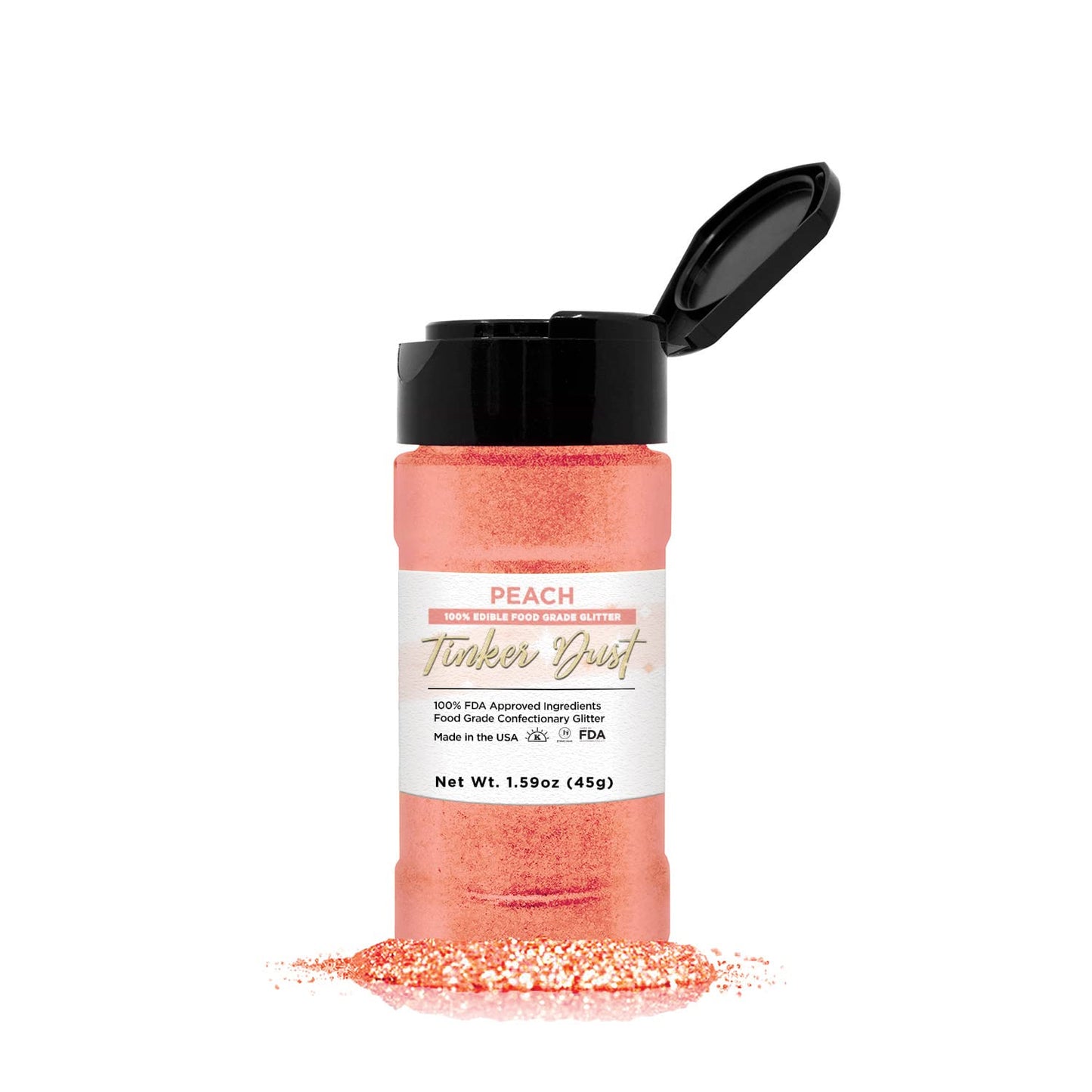 BAKELL Peach Edible Glitter, 45 Grams | TINKER DUST Edible Glitter | KOSHER Certified | 100% Edible 