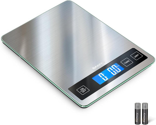 Food Scale, 33lb Digital Kitchen Scale with Stainless Steel & Tempered Glass, 1g / 0.05oz Precise Graduation, Waterproof and