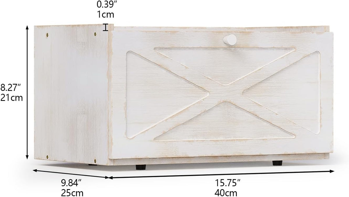 Bamboo Bread Box for Kitchen Counter Farmhouse Bread Storage Container Large Capacity Bread Storage Bin Bread Holder (Antique White)