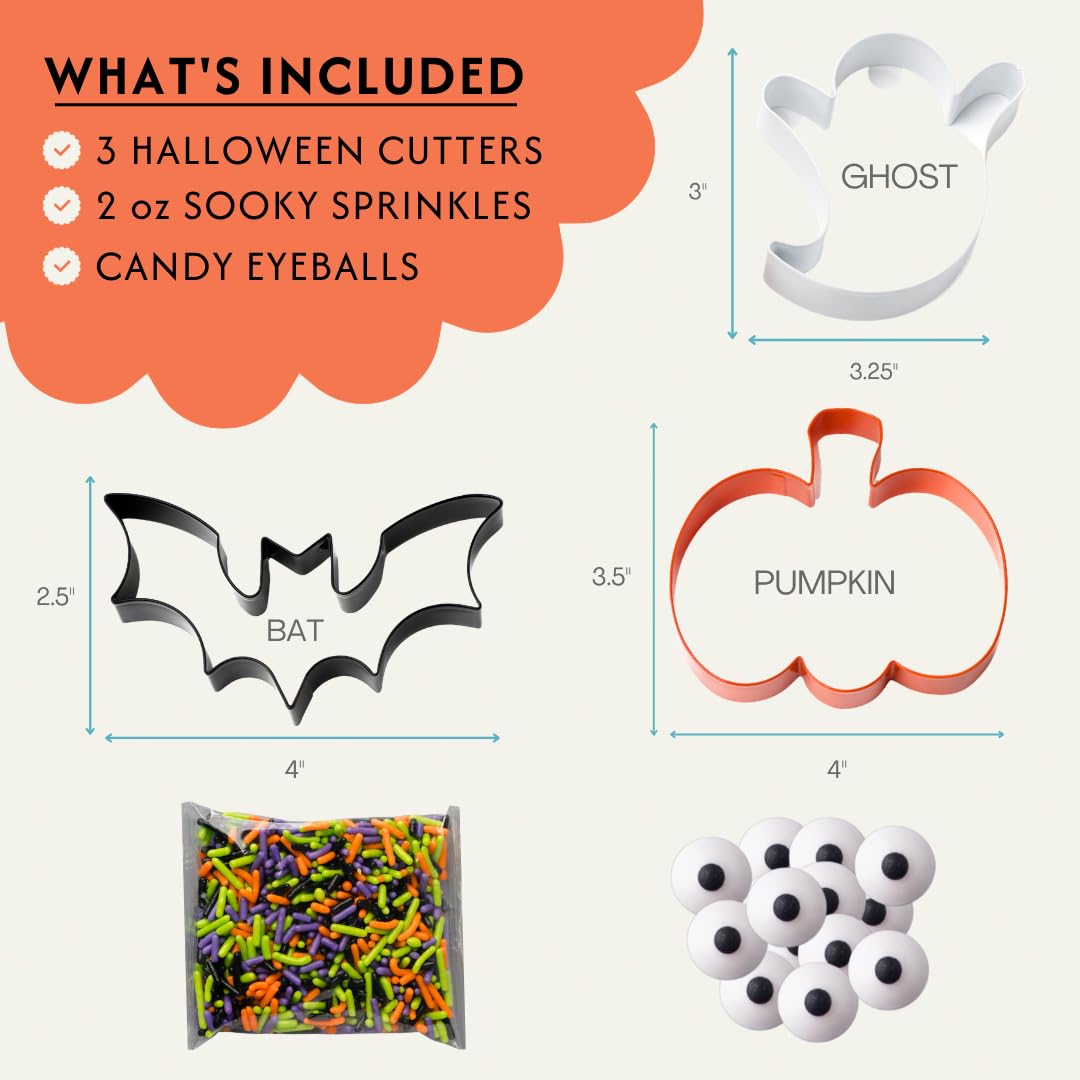 Sweets Indeed Halloween Cookie Cutters 3 Pack with Sprinkles, 2.25 ounces
