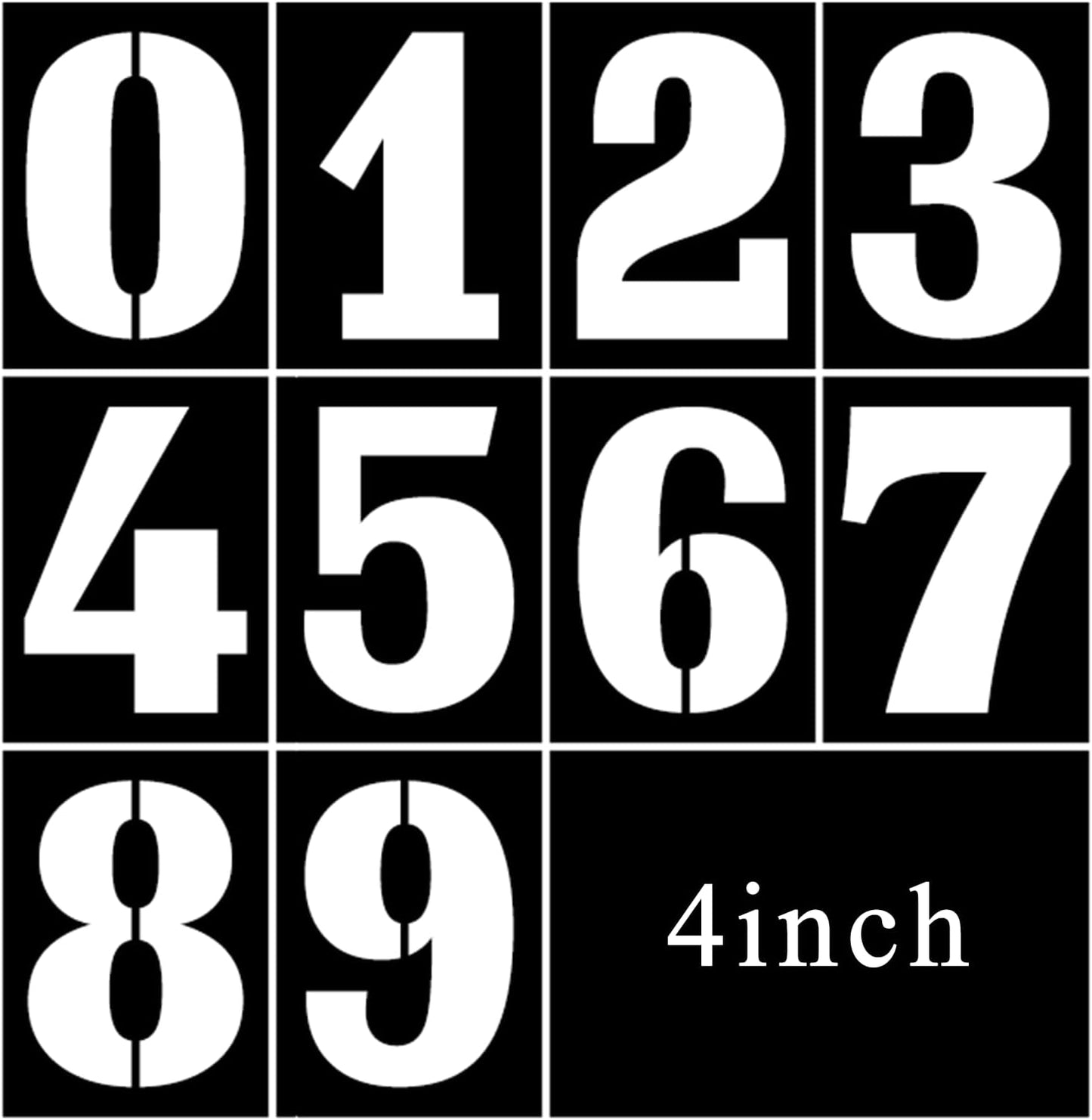 4 Inch Number Stencils Set, 0-9 Plastic Address Number Stencils Reusable Cake Digital Templates for Painting on Wall,Wood,Rock,Mailbox and DIY Art Projects