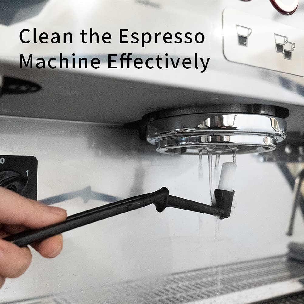 watchget Coffee Machine Cleaning Brush Set, 2 Pieces Espresso Cleaner Brushes with Spoon, Nylon Group Head Espresso Machine Cleaning Tool