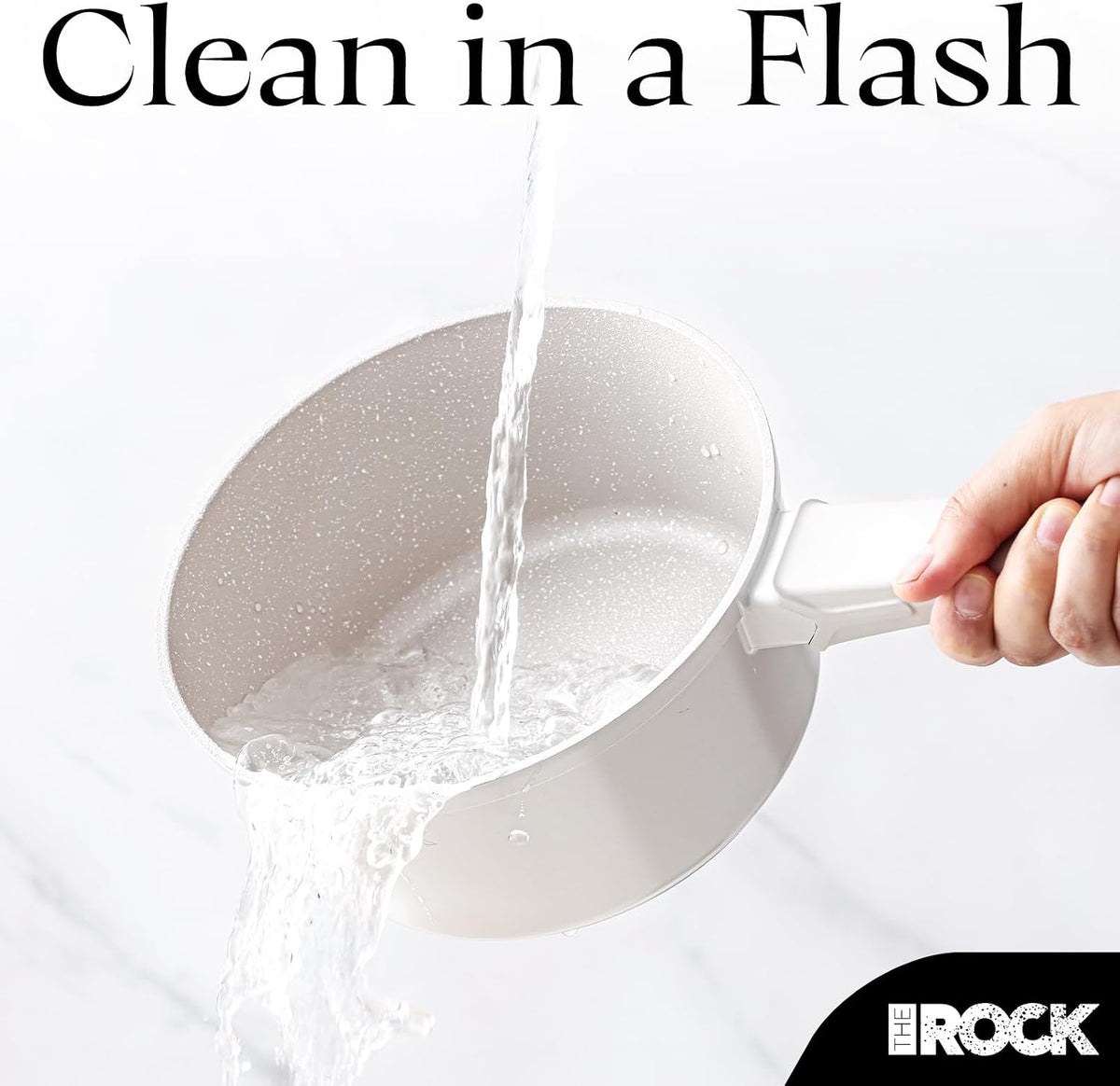 THE ROCK SOHO Ceramic Nonstick Saucepan with Lid, 2 Quarts Non Toxic Small Pot with PPG Fusion Pro Coating–Nothing Sticks, Never Warps, Lasts Longer, Induction Compatible, PTFE, PFOA&PFAS Free, Cream