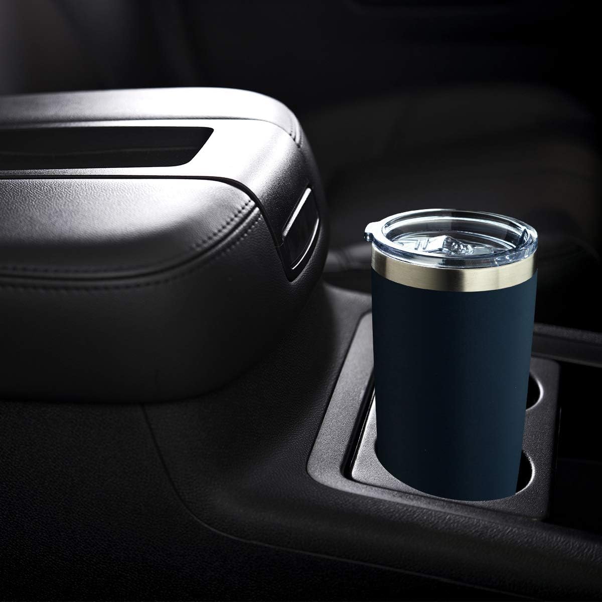 COMOOO 20oz Stainless Steel Navy Tumbler Bulk with Lid and Straw Insulated Coffee Tumbler Cup Double Wall Vacuum Travel Mug for Cold Drinks and Hot Beverage (Navy, 4 Pack)