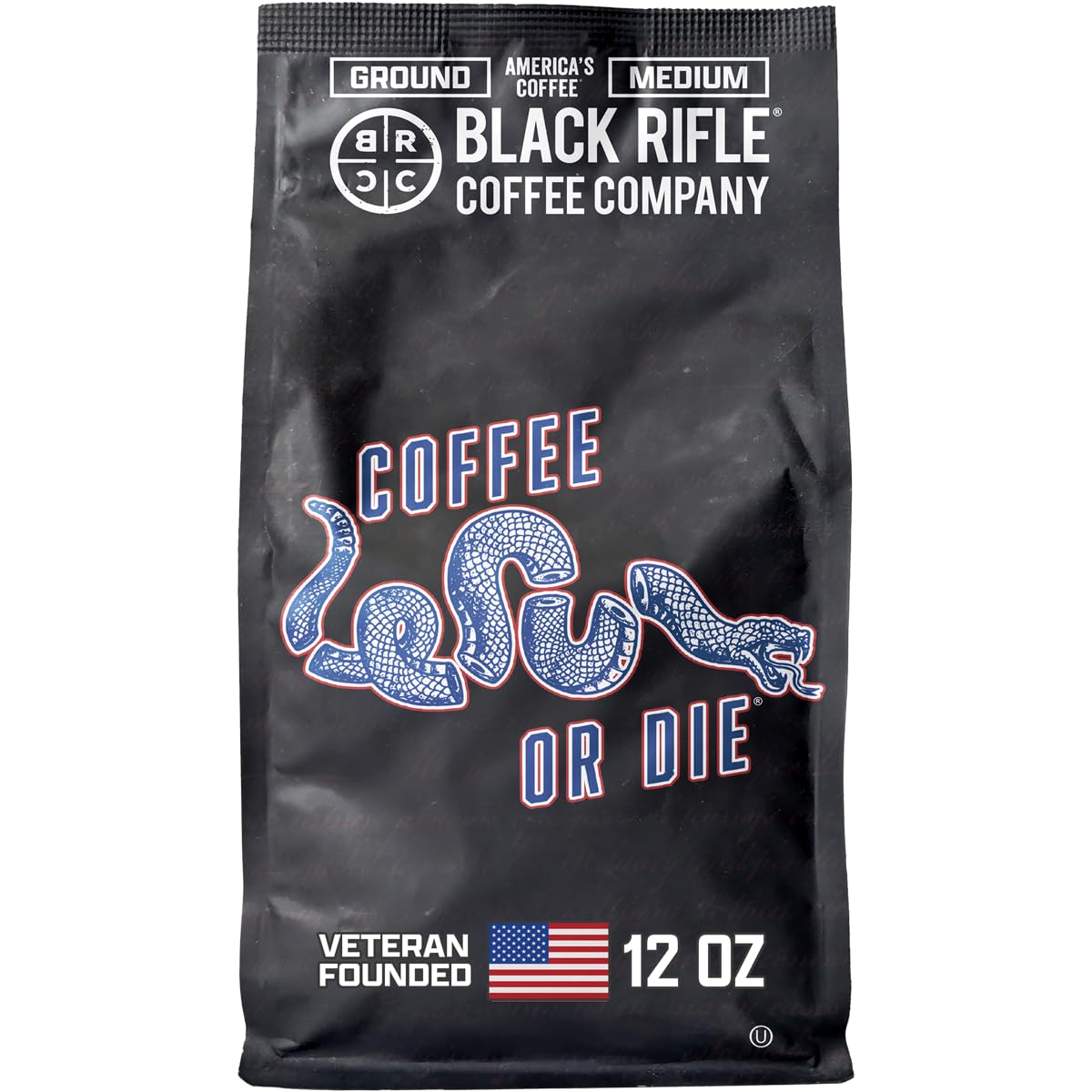 Black Rifle Coffee Medium Roast Ground Coffee Coffee or Die 12 oz | Veteran Founded, 100% Arabica, milk chocolate, toasted walnut &amp; buttery finish