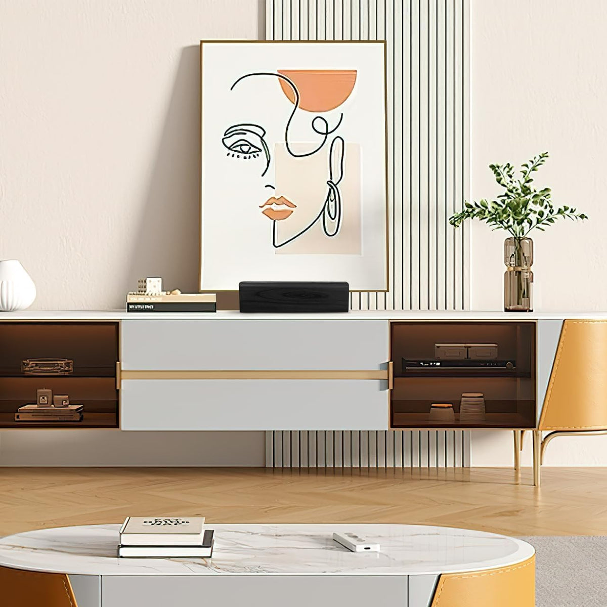 Baluue Wood Floor Mirror Stand for Full Length Mirror Base, Stable Support Stop with Non-Slip Pads for Home, Wedding Sign &amp; Art Gallery, Frames (Up to 1.38")