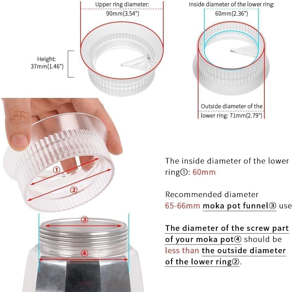 watchget 60mm Moka Pot Dosing Funnel &amp; Distributor for 6 Cup Moka Pot,Black | Precise Volume Control, Anti-Spill, Perfect Extraction, Espresso Distribution Tool for Italian Moka Pot Dosing Ring