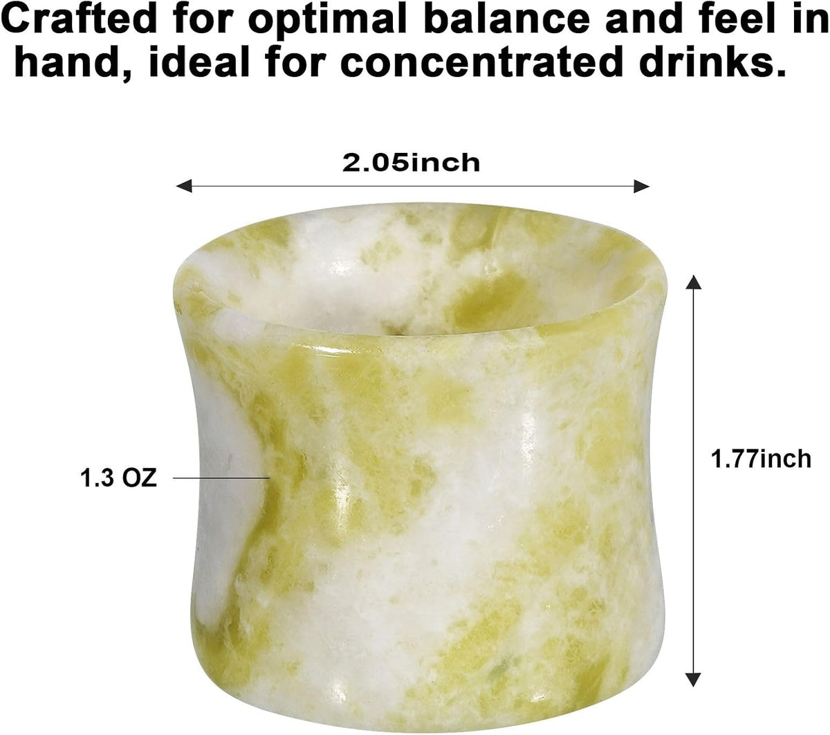 Natural Jade Shot Glasses Set of 2, Bamboo Joint Shape,1.3 oz Espresso Cups
