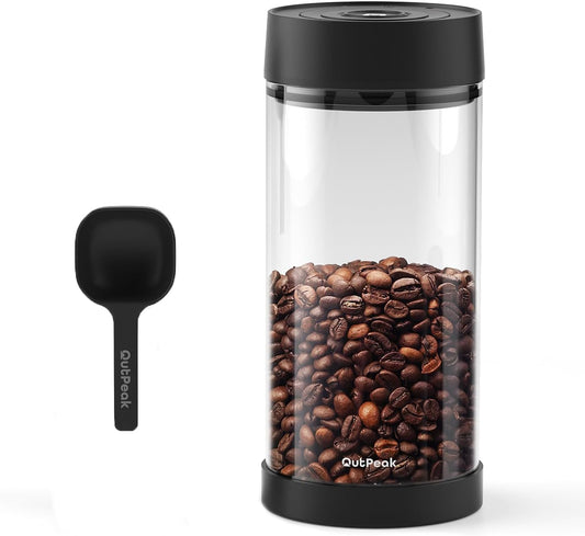 OUTPEAK Neo 2025 Automatic Vacuum Coffee Canister, 1.35L for 17.6oz Coffee Beans, One-Button Operation,Large Airtight Coffee