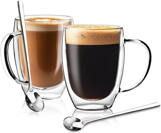 Double Wall Glass Coffee Mugs 12 OZ
