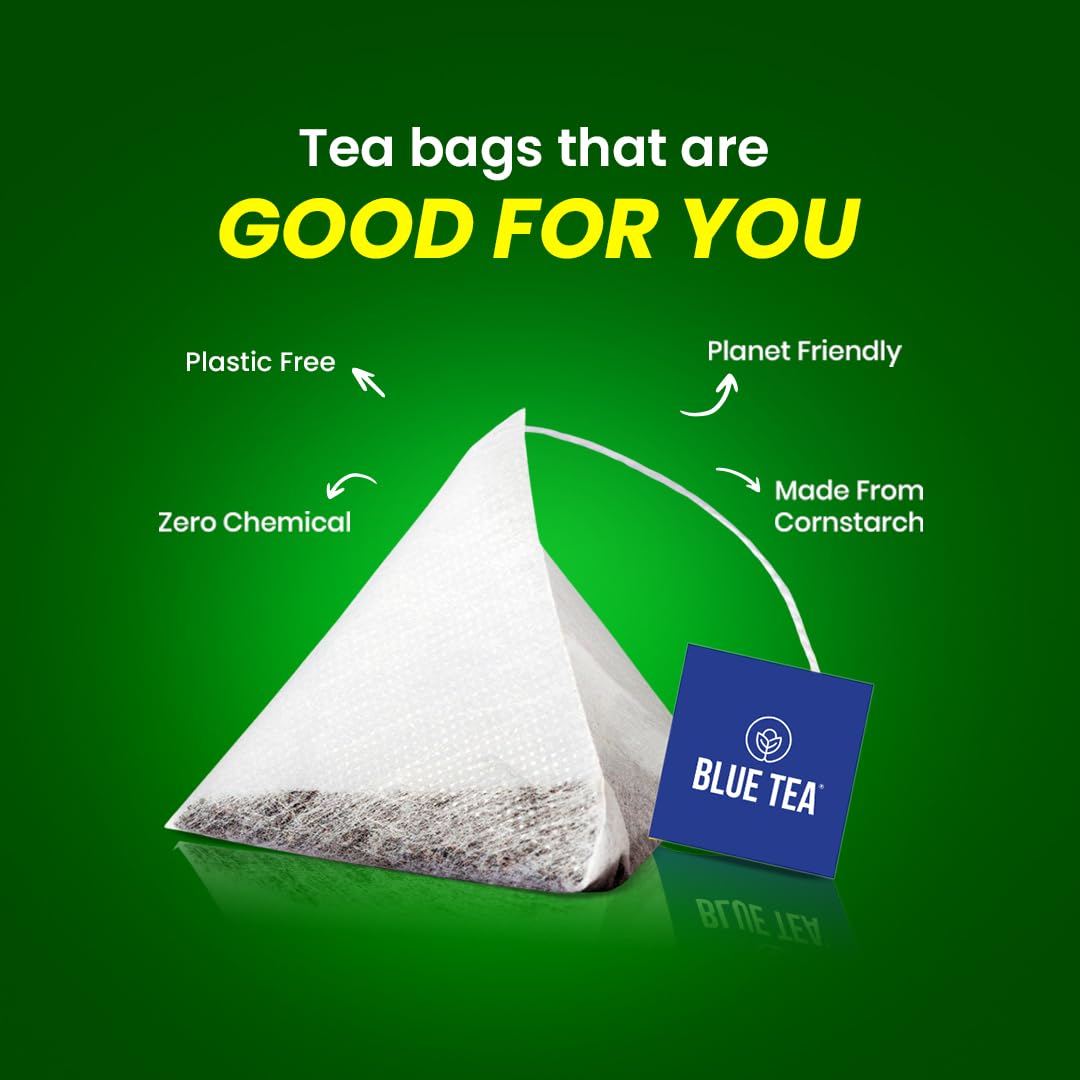 BLUE TEA - Peppermint Tea - 10 Count - Plant Based Tea Bag | SUPPORTS DIGESTION | Antioxidant Rich | Fresh & Cool Minty Flavour | Caffeine Free - Herbal Tea - Non-Bitter - Leaf Based | Ziplock Pack