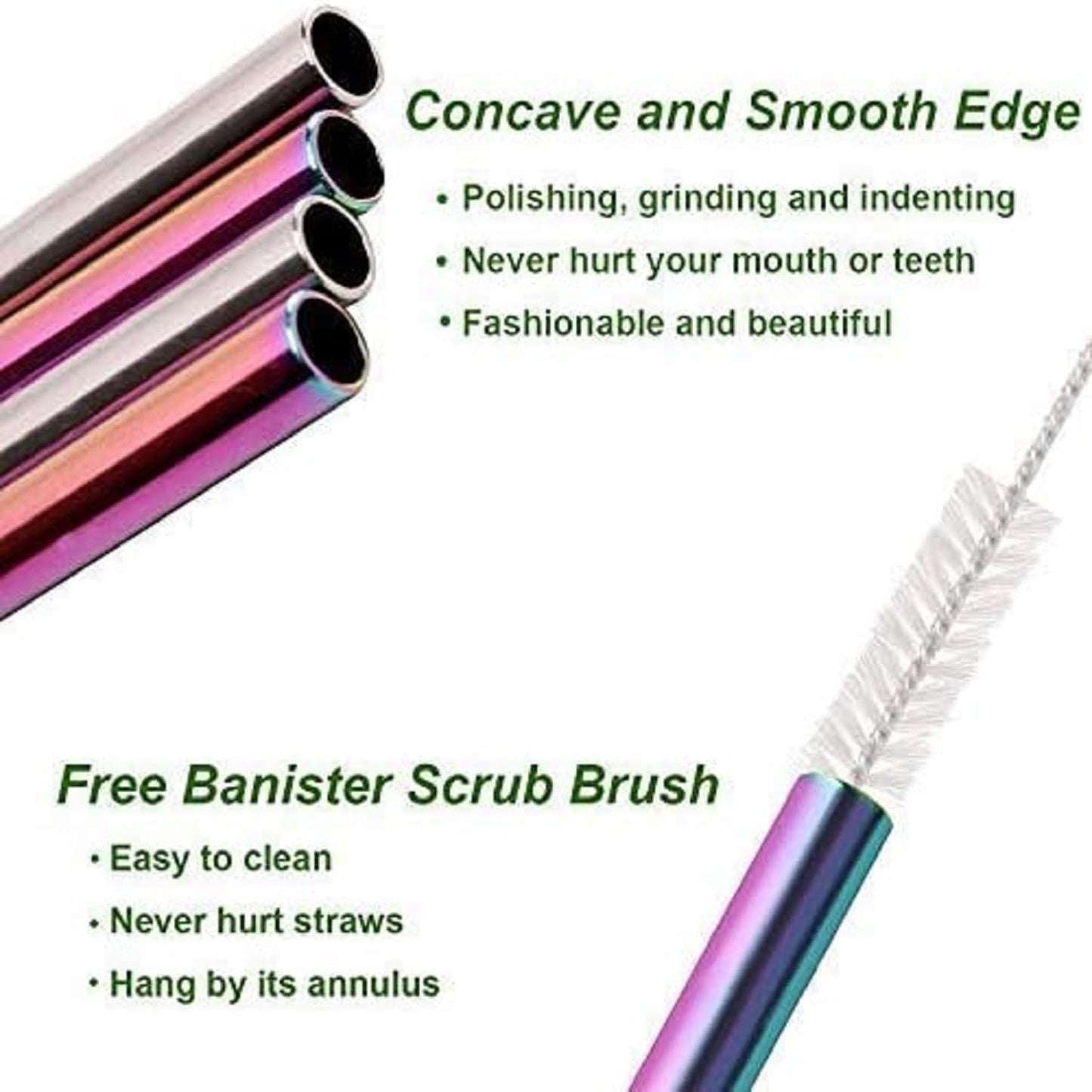VEHHE 8 Pack Rainbow Metal Straws, Reusable Stainless Steel Straws 20/30 oz