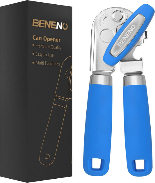 Beneno Can Opener Manual with Magnet, Hand Held Heavy Duty Can Opener with Durable Sharp Blade Smooth Edge, Big