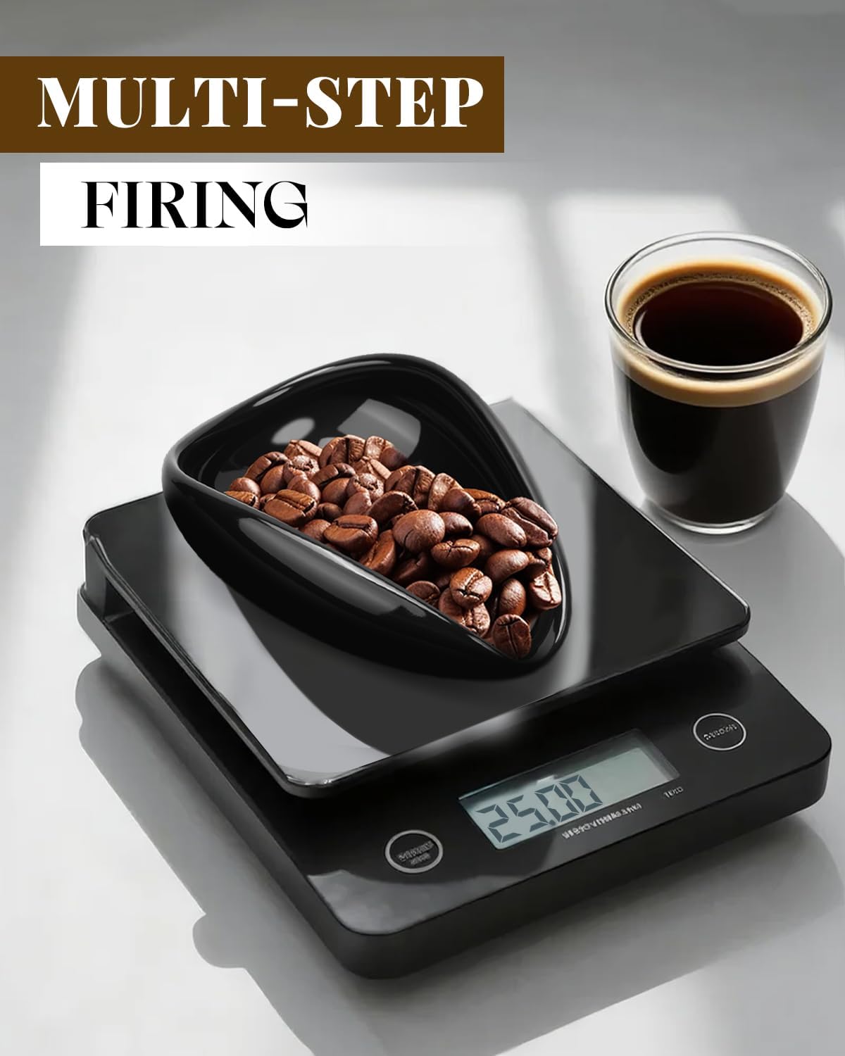 Ceramic Coffee Bean Dosing Cup | For Espresso Tray for Beans, Barista Tool for Home, kitchen - Black