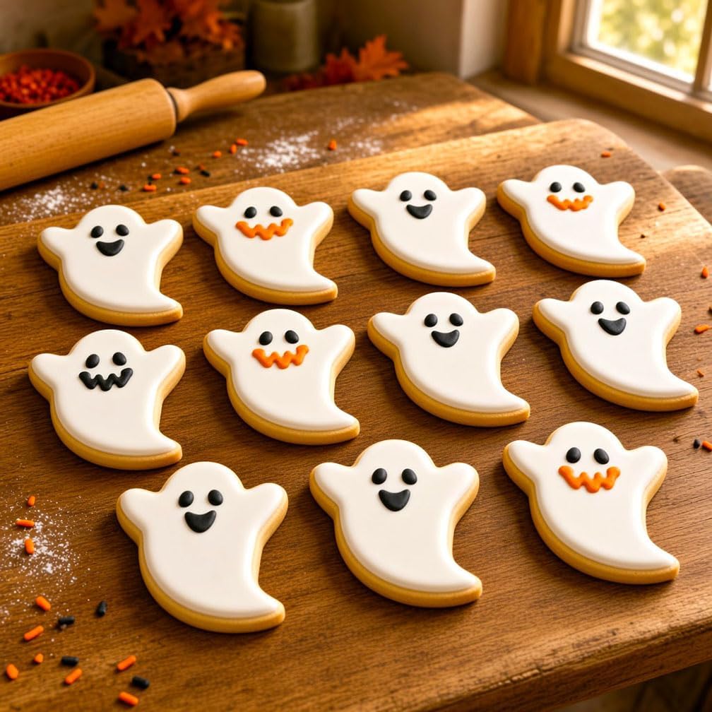 Halloween Cookie Cutters Set 7Pcs Large - Bat Pumpkin Magic Hat Cat Cookie Cutter, Sturdy Easy to Clean &amp; Demold Pancake Dough Molds for Halloween Baking