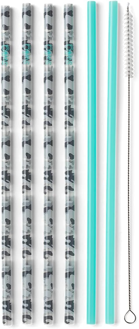 Swig Life Reusable Straws Incognito Camo + Aqua Tall Straw Set & Cleaning Brush, Each Straw is 10.25 inch Long (Fits Swig