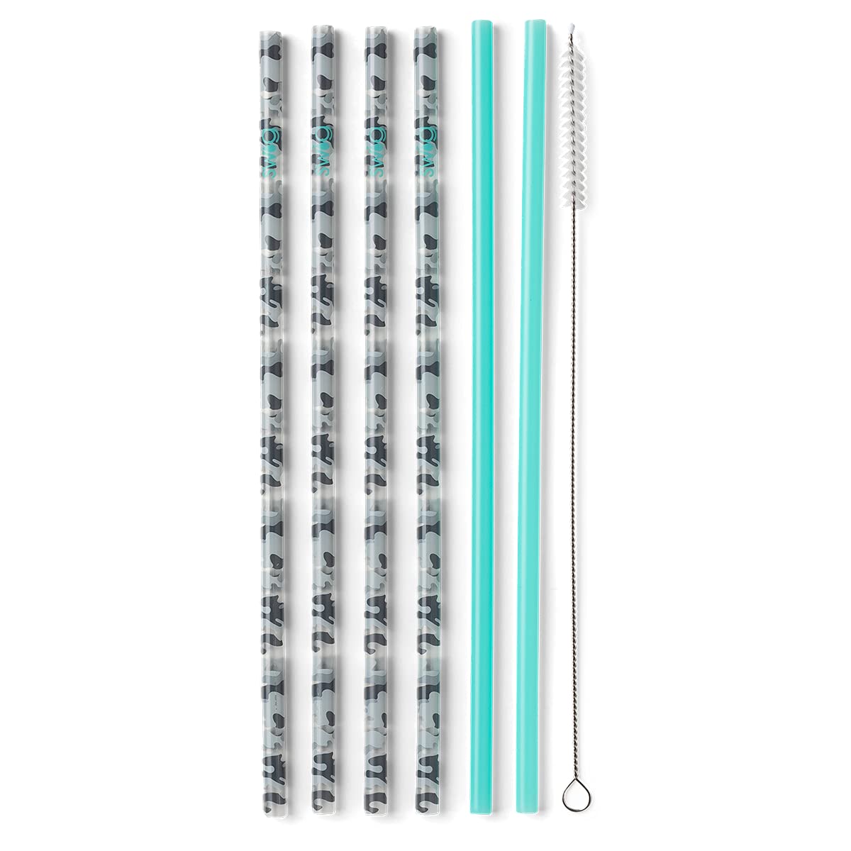 Swig Life Pack of 6 Reusable Plastic Straws with Cleaning Brush